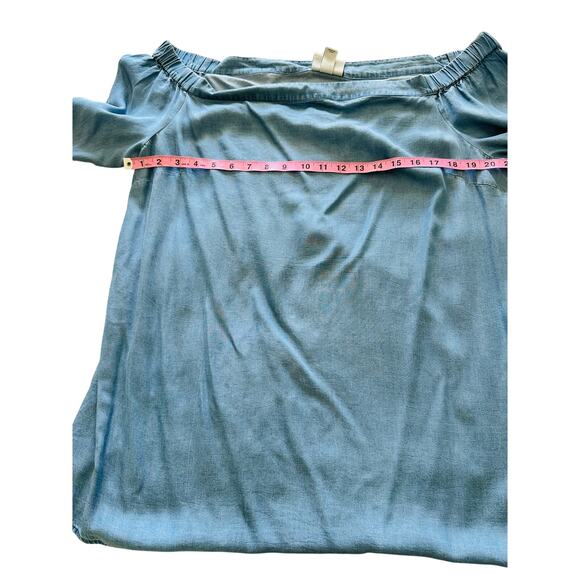 Ava & Viv -Denim Peasant Off Shoulder Boho Blouse - 1X - Picture 6 of 7